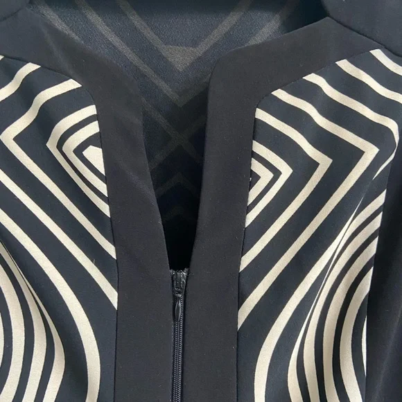 Joseph Ribkoff Full Zip Jacket Black & Tan Abstract Vintage Size Medium - Picture 4 of 6